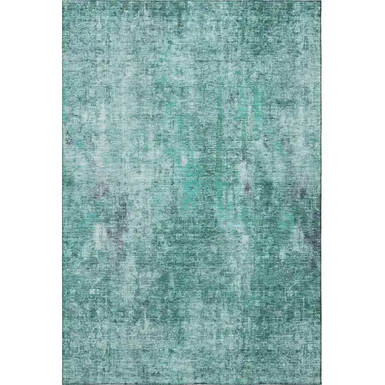 Teal And Ivory Abstract Washable Area Rug With UV Protection Photo 3
