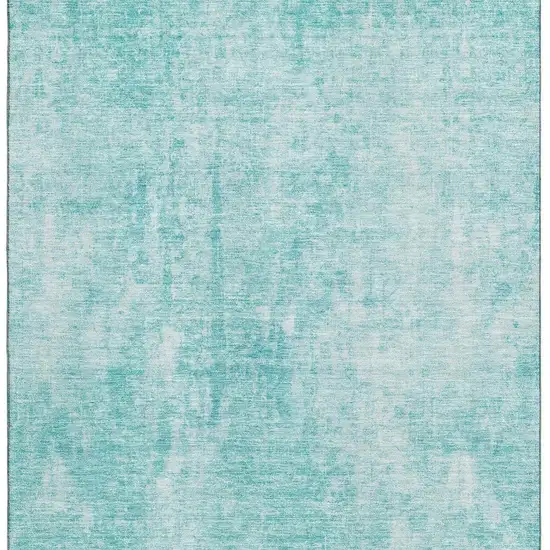 Teal And Ivory Abstract Washable Area Rug With UV Protection Photo 4