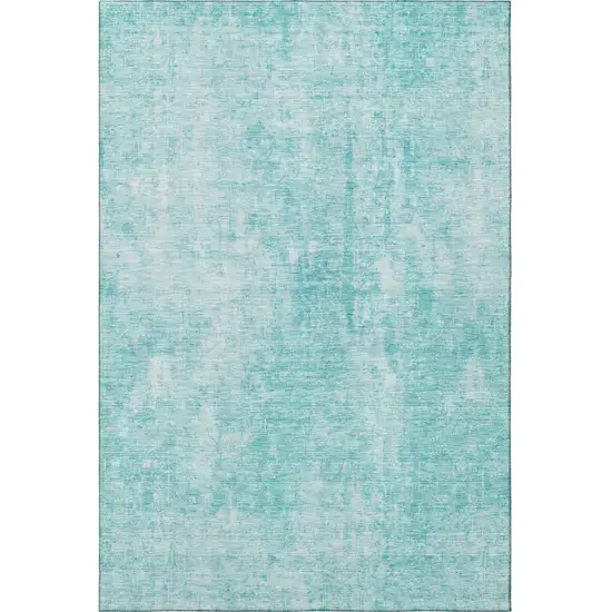 Teal And Ivory Abstract Washable Area Rug With UV Protection Photo 5