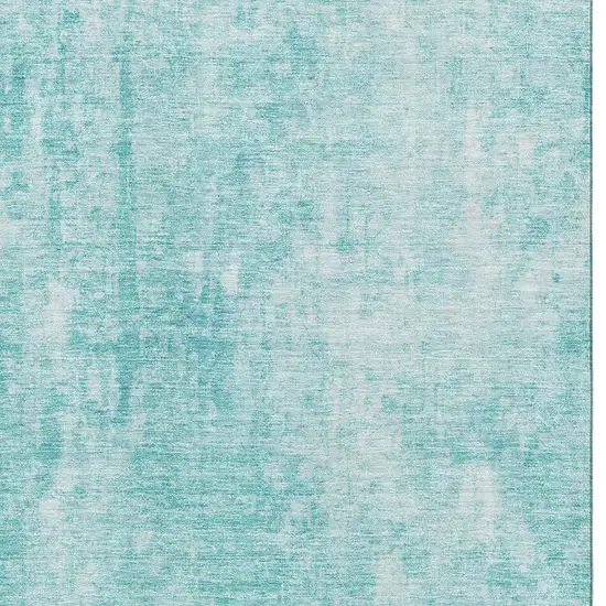 Teal And Ivory Abstract Washable Area Rug With UV Protection Photo 5
