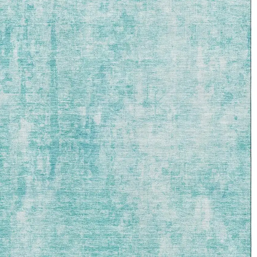 Teal And Ivory Abstract Washable Area Rug With UV Protection Photo 5