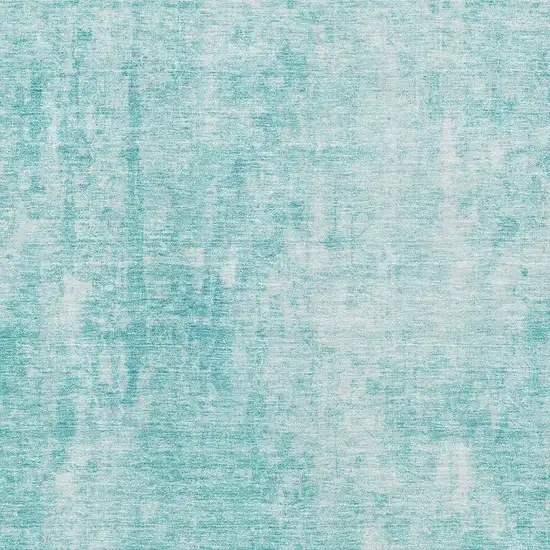 Teal And Ivory Abstract Washable Area Rug With UV Protection Photo 9