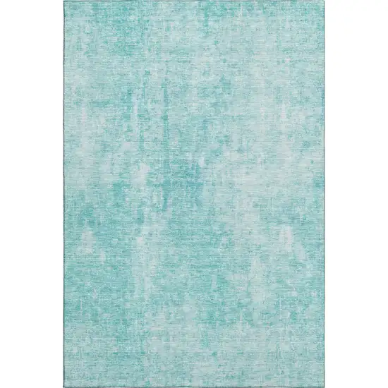 Teal And Ivory Abstract Washable Area Rug With UV Protection Photo 2