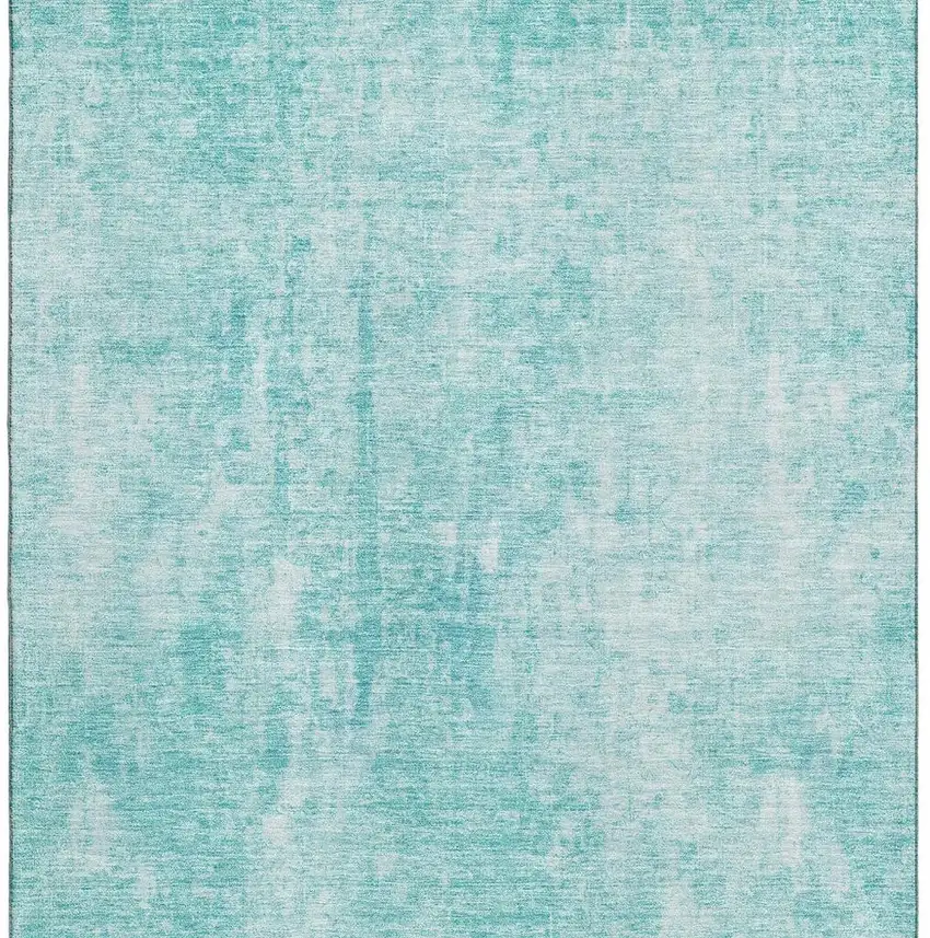 Teal And Ivory Abstract Washable Area Rug With UV Protection Photo 9