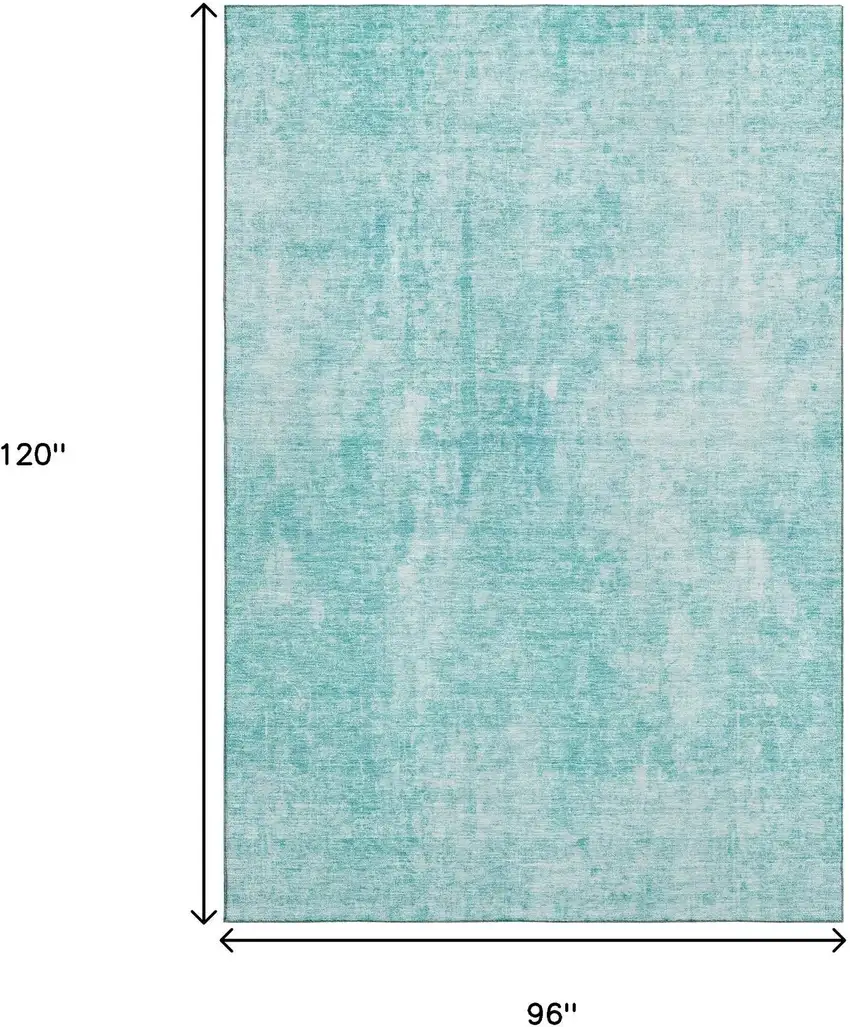 Teal And Ivory Abstract Washable Area Rug With UV Protection Photo 4