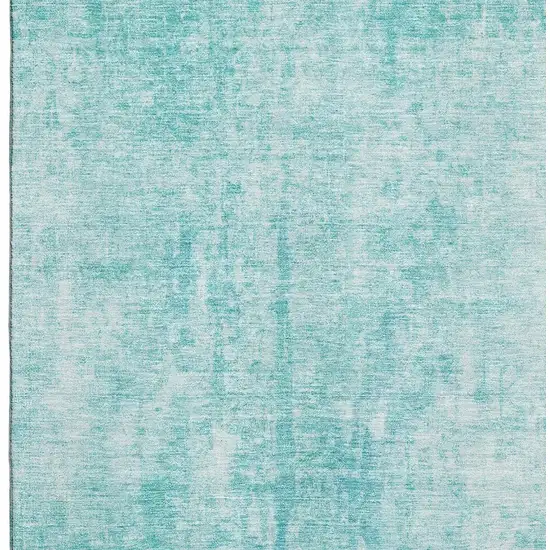 Teal And Ivory Abstract Washable Area Rug With UV Protection Photo 5