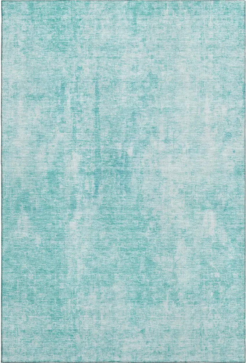 Teal And Ivory Abstract Washable Area Rug With UV Protection Photo 2