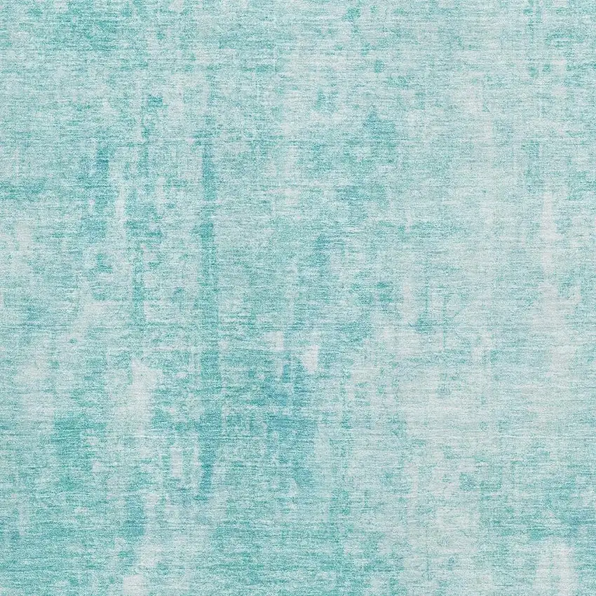 Teal And Ivory Abstract Washable Area Rug With UV Protection Photo 9