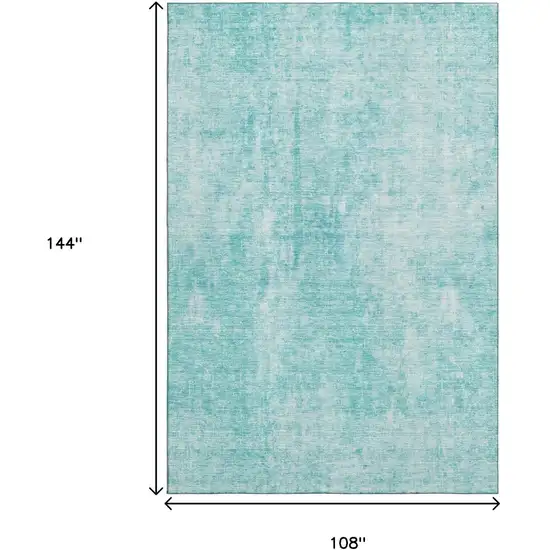 Teal And Ivory Abstract Washable Area Rug With UV Protection Photo 4