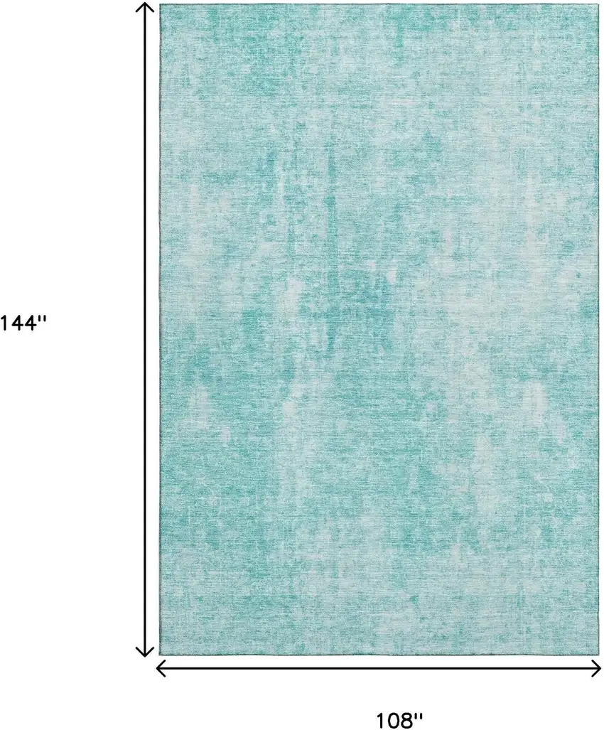 Teal And Ivory Abstract Washable Area Rug With UV Protection Photo 4