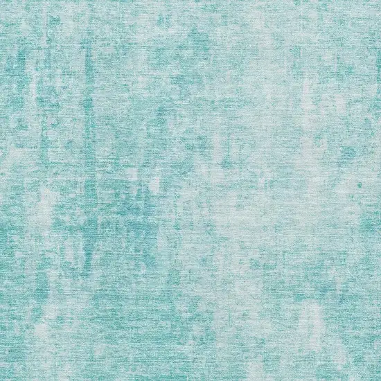 Teal And Ivory Abstract Washable Area Rug With UV Protection Photo 6