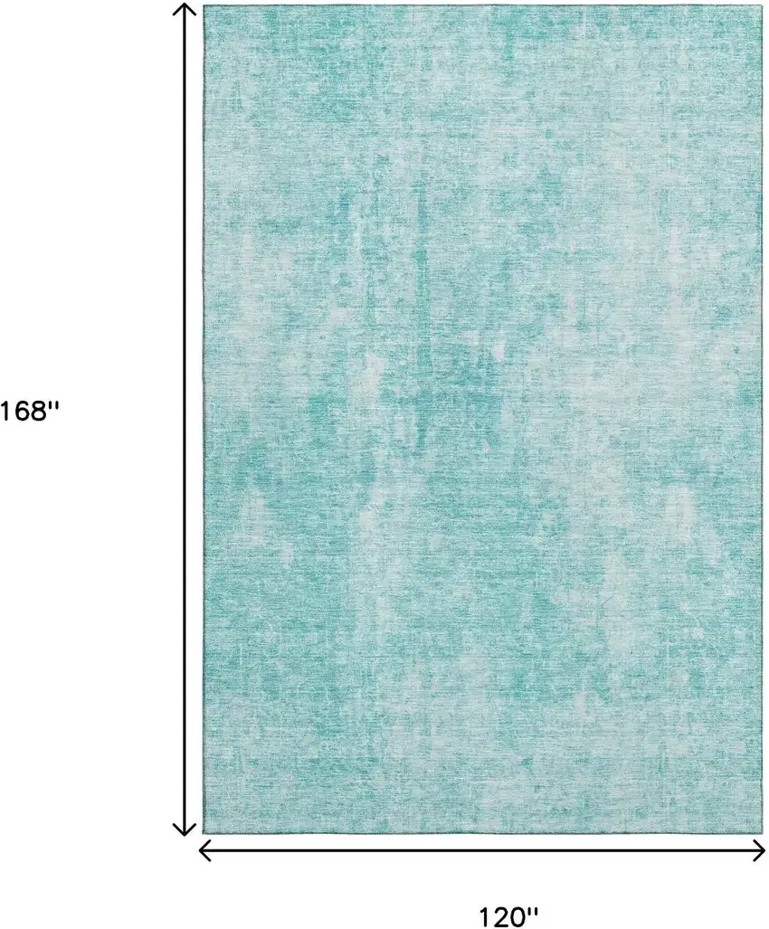 Teal And Ivory Abstract Washable Area Rug With UV Protection Photo 3