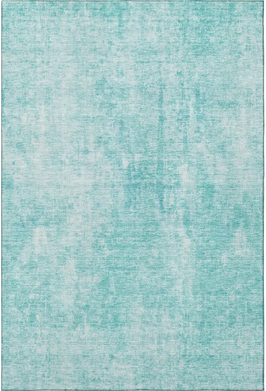 Teal And Ivory Abstract Washable Area Rug With UV Protection Photo 6