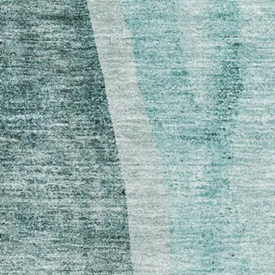 Teal And Ivory Abstract Washable Area Rug With UV Protection Photo 5