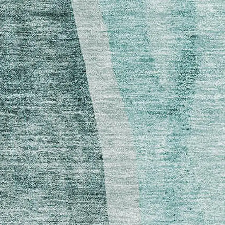 Teal And Ivory Abstract Washable Area Rug With UV Protection Photo 5