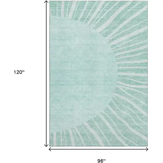 Teal And Ivory Abstract Washable Area Rug With UV Protection Photo 3