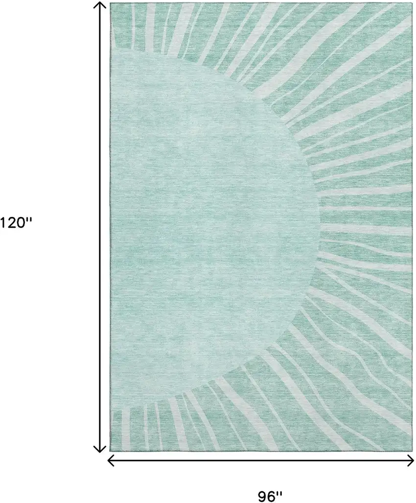 Teal And Ivory Abstract Washable Area Rug With UV Protection Photo 3