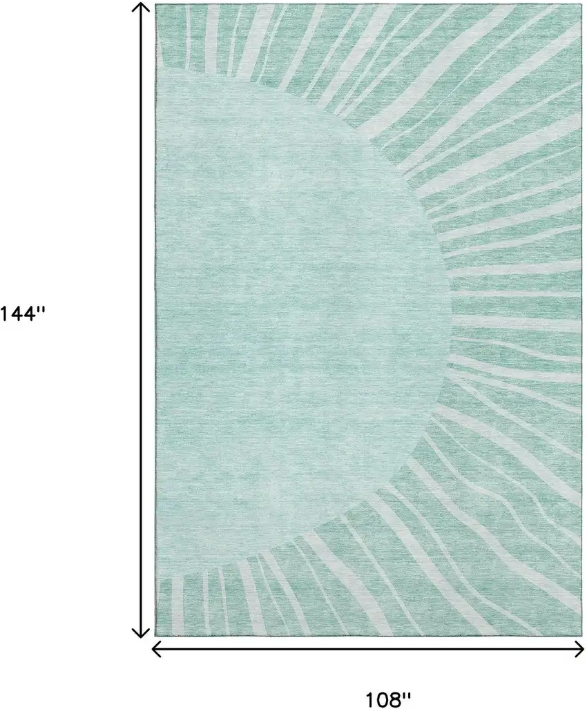 Teal And Ivory Abstract Washable Area Rug With UV Protection Photo 3