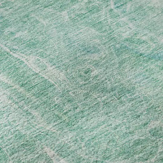 Teal And Ivory Abstract Washable Area Rug With UV Protection Photo 9