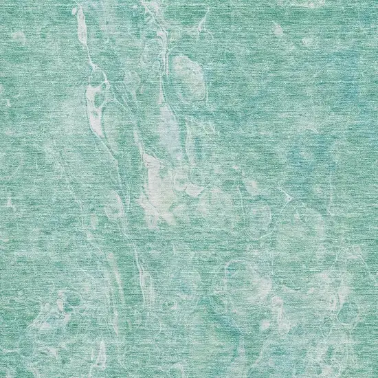 Teal And Ivory Abstract Washable Area Rug With UV Protection Photo 2