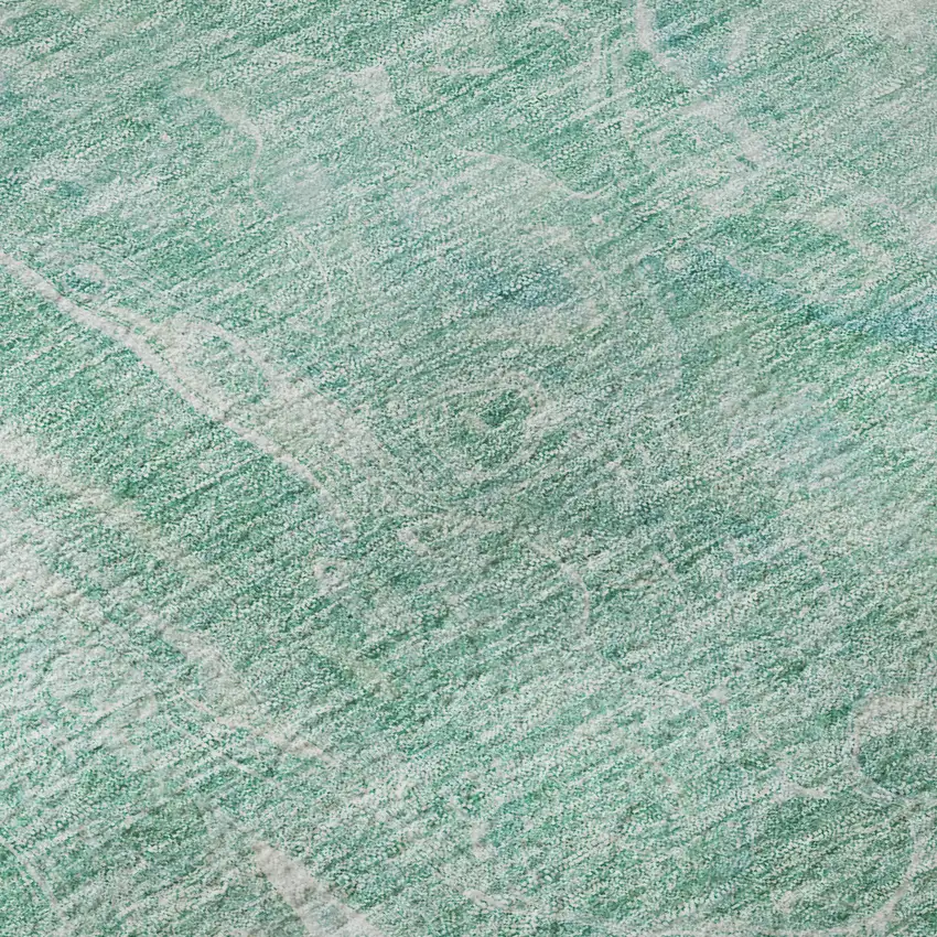 Teal And Ivory Abstract Washable Area Rug With UV Protection Photo 9