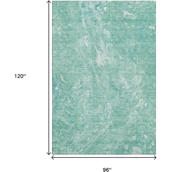 Teal And Ivory Abstract Washable Area Rug With UV Protection Photo 3