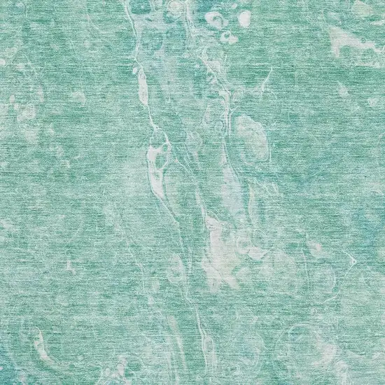 Teal And Ivory Abstract Washable Area Rug With UV Protection Photo 2
