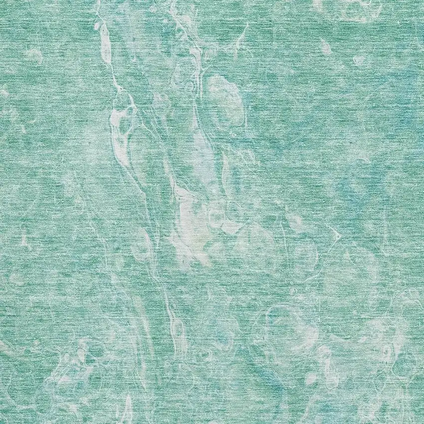 Teal And Ivory Abstract Washable Area Rug With UV Protection Photo 2