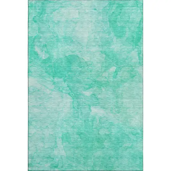 Teal And Ivory Abstract Washable Area Rug With UV Protection Photo 1