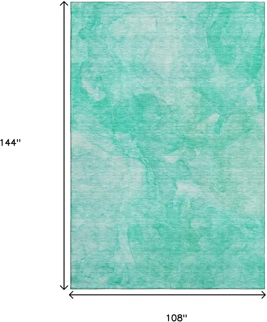 Teal And Ivory Abstract Washable Area Rug With UV Protection Photo 3