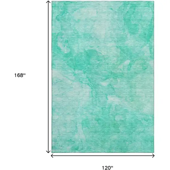 Teal And Ivory Abstract Washable Area Rug With UV Protection Photo 3