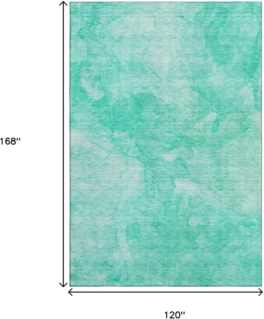 Teal And Ivory Abstract Washable Area Rug With UV Protection Photo 3