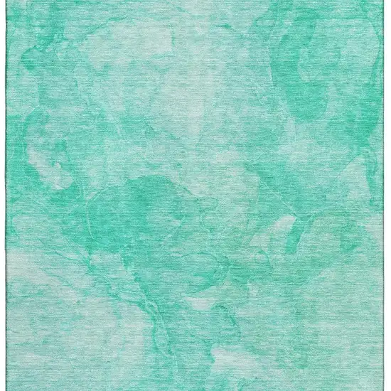Teal And Ivory Abstract Washable Area Rug With UV Protection Photo 4
