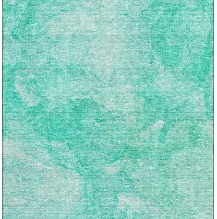 Teal And Ivory Abstract Washable Area Rug With UV Protection Photo 4