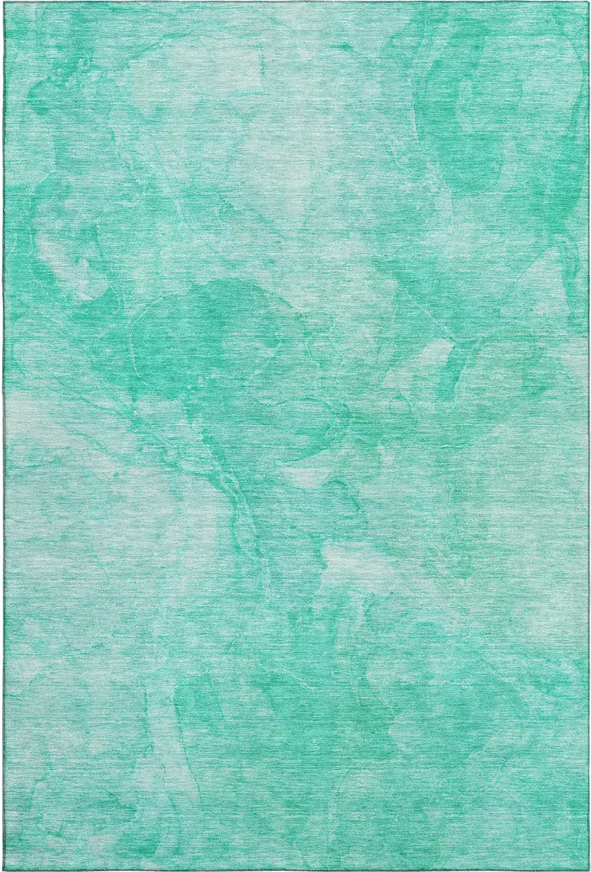 Teal And Ivory Abstract Washable Area Rug With UV Protection Photo 2