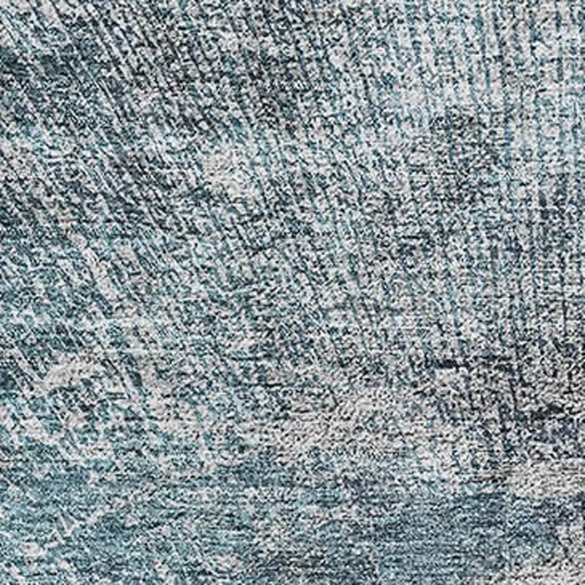 Teal And Ivory Abstract Washable Area Rug With UV Protection Photo 2