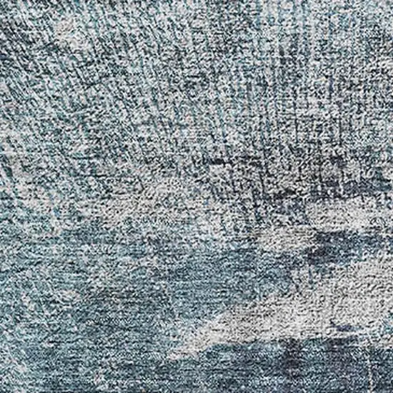 Teal And Ivory Abstract Washable Area Rug With UV Protection Photo 2