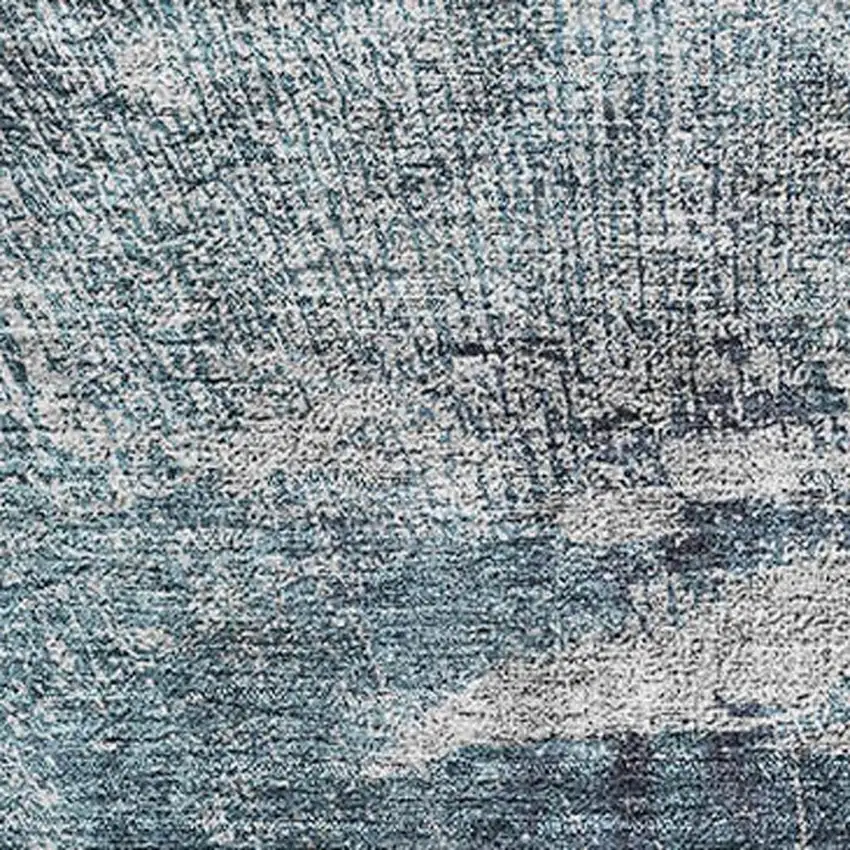 Teal And Ivory Abstract Washable Area Rug With UV Protection Photo 2