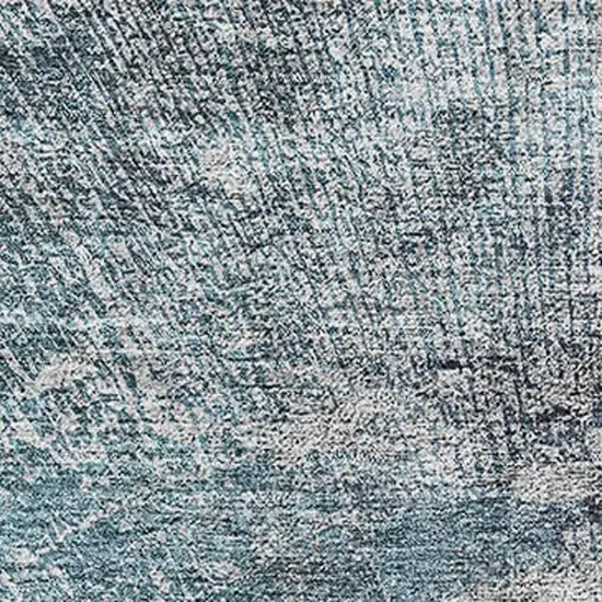 Teal And Ivory Abstract Washable Area Rug With UV Protection Photo 2