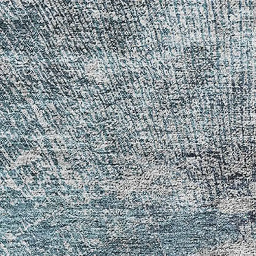 Teal And Ivory Abstract Washable Area Rug With UV Protection Photo 2