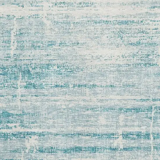 Teal And Ivory Abstract Washable Area Rug With UV Protection Photo 3