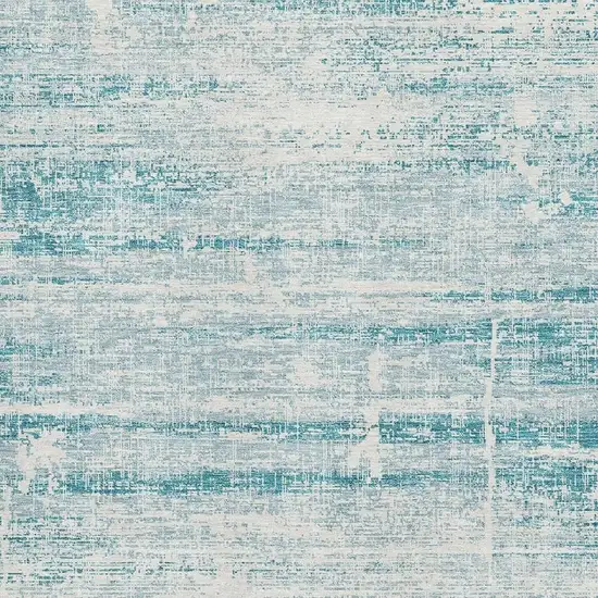 Teal And Ivory Abstract Washable Area Rug With UV Protection Photo 3