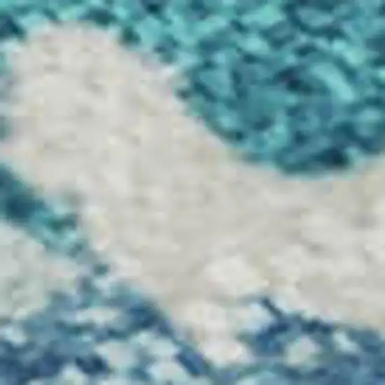 Teal And Ivory Abstract Washable Area Rug With UV Protection Photo 5