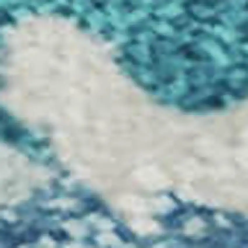 Teal And Ivory Abstract Washable Area Rug With UV Protection Photo 5