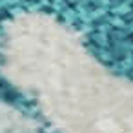 Teal And Ivory Abstract Washable Area Rug With UV Protection Photo 5