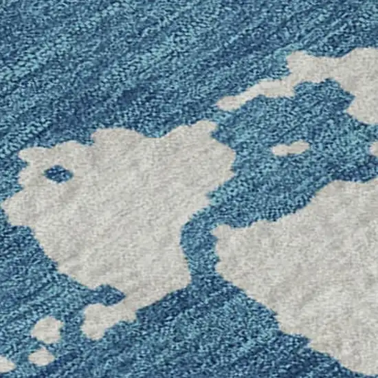 Teal And Ivory Abstract Washable Area Rug With UV Protection Photo 8