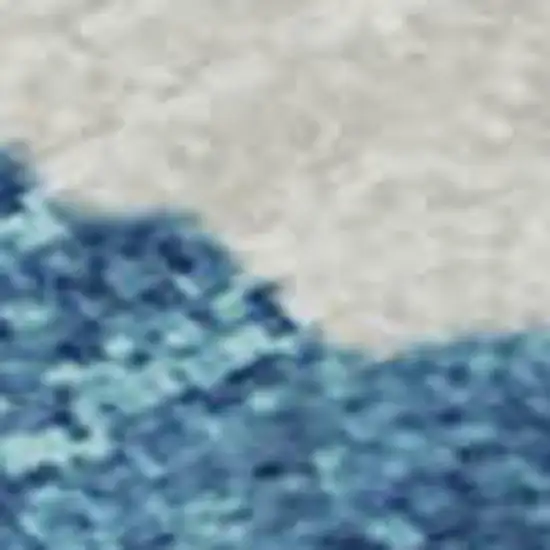 Teal And Ivory Abstract Washable Area Rug With UV Protection Photo 3