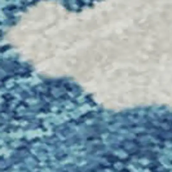Teal And Ivory Abstract Washable Area Rug With UV Protection Photo 4