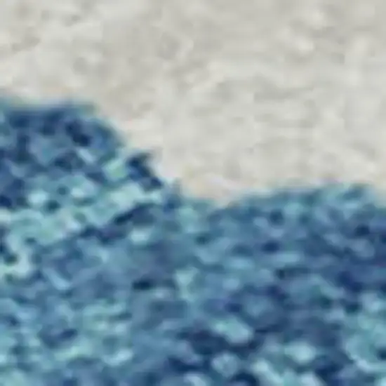 Teal And Ivory Abstract Washable Area Rug With UV Protection Photo 3