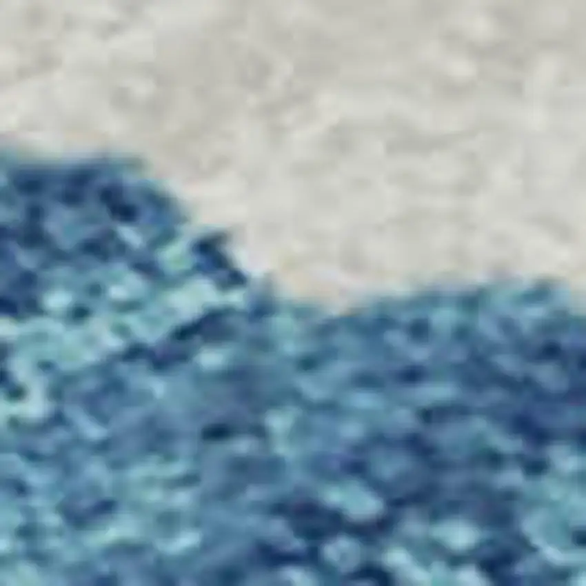 Teal And Ivory Abstract Washable Area Rug With UV Protection Photo 3